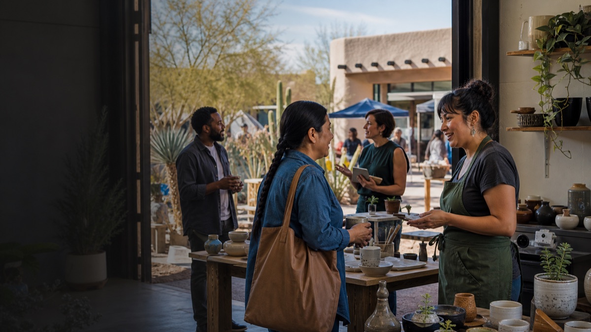 Local business owners meet at a community market