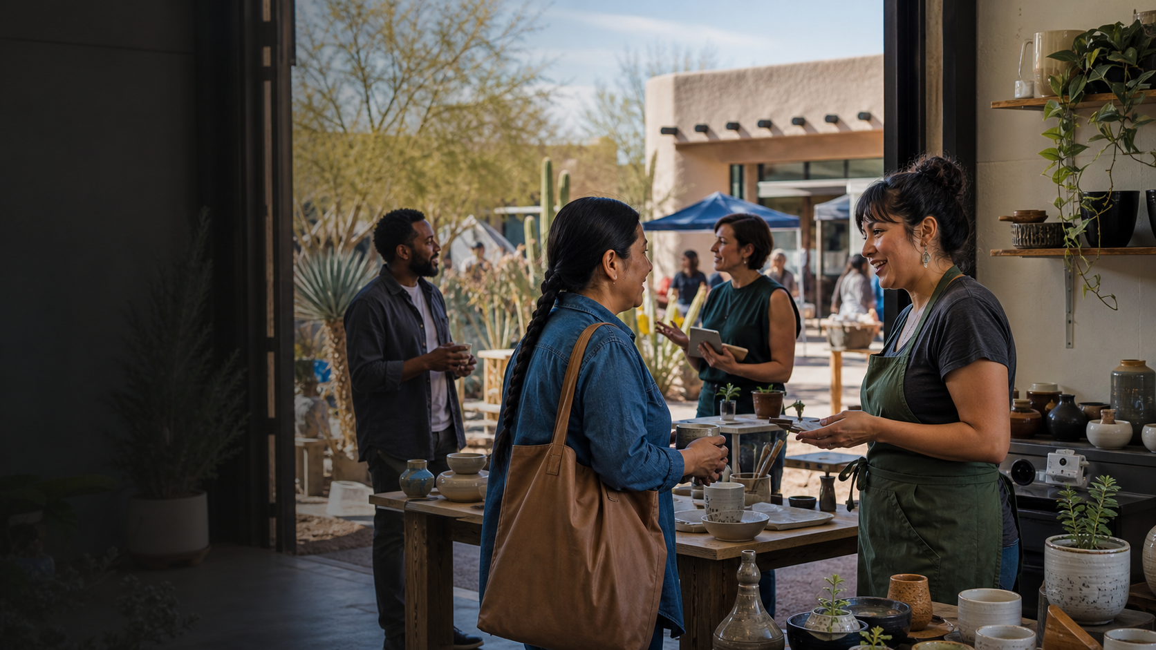 Local business owners meet at a community market